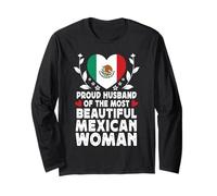 Proud Husband of Beautiful Mexican Wife Mexico Flag Manga Larga
