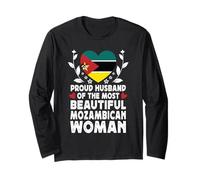 Proud Husband of Beautiful Mozambican Wife Mozambique Flag Manga Larga