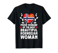 Proud Husband of Beautiful Norwegian Wife Norway Flag Camiseta