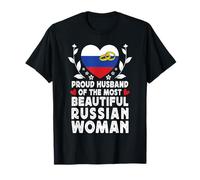 Proud Husband of Beautiful Russian Wife Russia Flag Camiseta