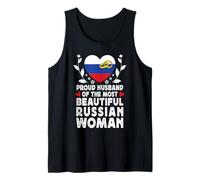 Proud Husband of Beautiful Russian Wife Russia Flag Camiseta sin Mangas