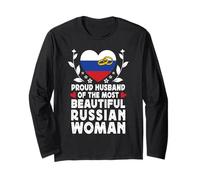 Proud Husband of Beautiful Russian Wife Russia Flag Manga Larga