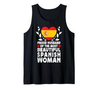 Proud Husband of Beautiful Spanish Wife Spain Flag Camiseta sin Mangas