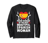 Proud Husband of Beautiful Spanish Wife Spain Flag Manga Larga