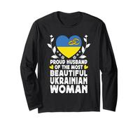 Proud Husband of Beautiful Ukrainian Wife Ukraine Flag Manga Larga