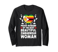 Proud Husband of Beautiful Zimbabwean Wife Zimbabwe Flag Manga Larga