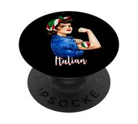 Proud Italian Girl Woman Pride Italiana Italy Flag Patriotic PopSockets PopGrip Adhesivo