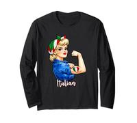 Proud Italian Woman Girl Pride Italiana Italy Flag Patriotic Manga Larga