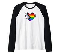 Proud LGBTQ Ally Rainbow Equality Heart Flag Camiseta Manga Raglan