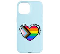 Proud LGBTQ Ally Rainbow Equality Heart Flag Carcasa para iPhone 15