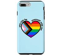 Proud LGBTQ Ally Rainbow Equality Heart Flag Carcasa para iPhone 7 Plus/8 Plus