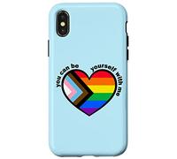 Proud LGBTQ Ally Rainbow Equality Heart Flag Carcasa para iPhone X/XS