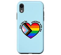 Proud LGBTQ Ally Rainbow Equality Heart Flag Carcasa para iPhone XR