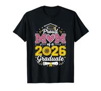Proud Mom Class of 2026, graduada de último año, Sunflower Pink Heart Camiseta