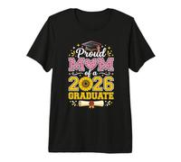 Proud Mom Class of 2026 Sunflower Leopard Heart Senior 2026 Camiseta Premium