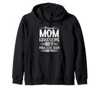 Proud Mom Handsome Boy Mine Love Them Both Happy Mothers Day Sudadera con Capucha
