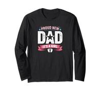 Proud New Dad It's a Girl First Time Father Baby Design Manga Larga