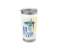 Proud Nurse American Flag Funny Nursing Nurses Vaso térmico de acero inoxidable de doble pared