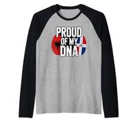 Proud of My DNA Albanian Dominican Roots Albania Camiseta Manga Raglan