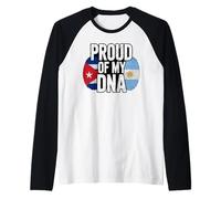 Proud of My DNA Half Argentine Cuban Roots Cuba Camiseta Manga Raglan