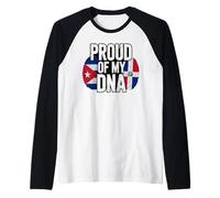 Proud of My DNA Half Cuban Italian Roots Cuba Italy Camiseta Manga Raglan
