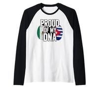 Proud of My DNA Mexico Cuba Flag Mexican Cuban Roots Camiseta Manga Raglan