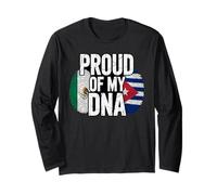 Proud of My DNA Mexico Cuba Flag Mexican Cuban Roots Manga Larga