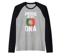 Proud of My DNA Portuguese Flag Heritage Portugal Roots Camiseta Manga Raglan