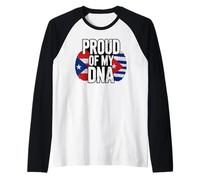 Proud of My DNA Puerto Rican Cuban Roots Camiseta Manga Raglan