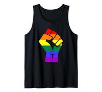 Proud Raised Fist in Rainbow Colors Lesbian Gay Rights Camiseta sin Mangas