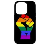 Proud Raised Fist in Rainbow Colors Lesbian Gay Rights Carcasa para iPhone 14 Pro
