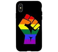 Proud Raised Fist in Rainbow Colors Lesbian Gay Rights Carcasa para iPhone X/XS