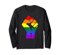 Proud Raised Fist in Rainbow Colors Lesbian Gay Rights Manga Larga