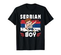 Proud Serbian Boy Dab Pose Serbian Son Guy Serbia Flag Camiseta