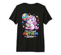 Proud Sister Autism Awareness Unicorn Puzzle Piece Girls Camiseta Premium