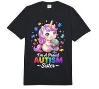 Proud Sister Autism Awareness Unicorn Puzzle Piece Girls Comfort Colors Adult Heavyweight T-Shirt