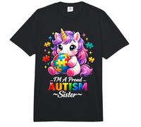 Proud Sister Autism Awareness Unicorn Puzzle Piece Girls Comfort Colors Adult Heavyweight T-Shirt