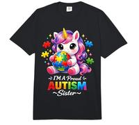 Proud Sister Autism Awareness Unicorn Puzzle Piece Girls Comfort Colors Adult Heavyweight T-Shirt