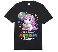 Proud Sister Autism Awareness Unicorn Puzzle Piece Girls Comfort Colors Adult Heavyweight T-Shirt