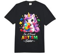 Proud Sister Autism Awareness Unicorn Puzzle Piece Girls Comfort Colors Adult Heavyweight T-Shirt