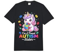 Proud Sister Autism Awareness Unicorn Puzzle Piece Girls Comfort Colors Adult Heavyweight T-Shirt