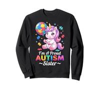 Proud Sister Autism Awareness Unicorn Puzzle Piece Girls Sudadera