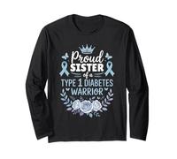 Proud Sister of Type 1 Diabetic Warrior Design Diabetes Manga Larga