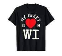 Proud State My Heart Is In WI Wisconsin Camiseta gráfica económica