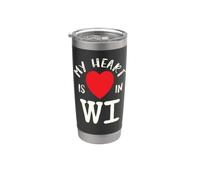 Proud State My Heart Is In WI Wisconsin Vaso térmico de acero inoxidable de doble pared