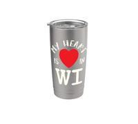 Proud State My Heart Is In WI Wisconsin Vaso térmico de acero inoxidable de doble pared