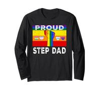 Proud Stepdad LGBTQ Rainbow Flag Step Dad LGBT Pride Month Manga Larga