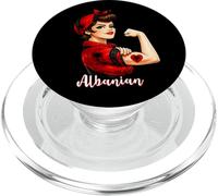 Proud Strong Albanian Girl Woman Girlfriend Albania Flag PopSockets PopGrip para MagSafe