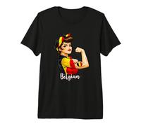 Proud Strong Belgian Girl Woman Girlfriend Belgium Flag Camiseta Premium