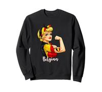 Proud Strong Belgian Girl Woman Girlfriend Belgium Flag Sudadera